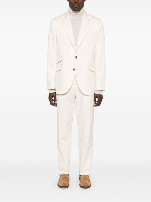 BRUNELLO CUCINELLI MEN'S CREAM WOOL TAILORED SUIT