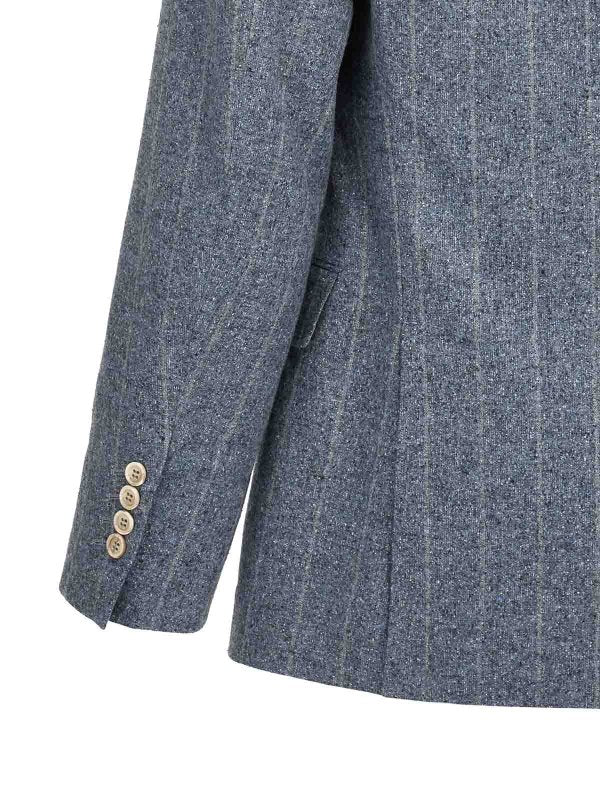 BRUNELLO CUCINELLI MEN'S SKY BLUE DECONSTRUCTED BLAZER