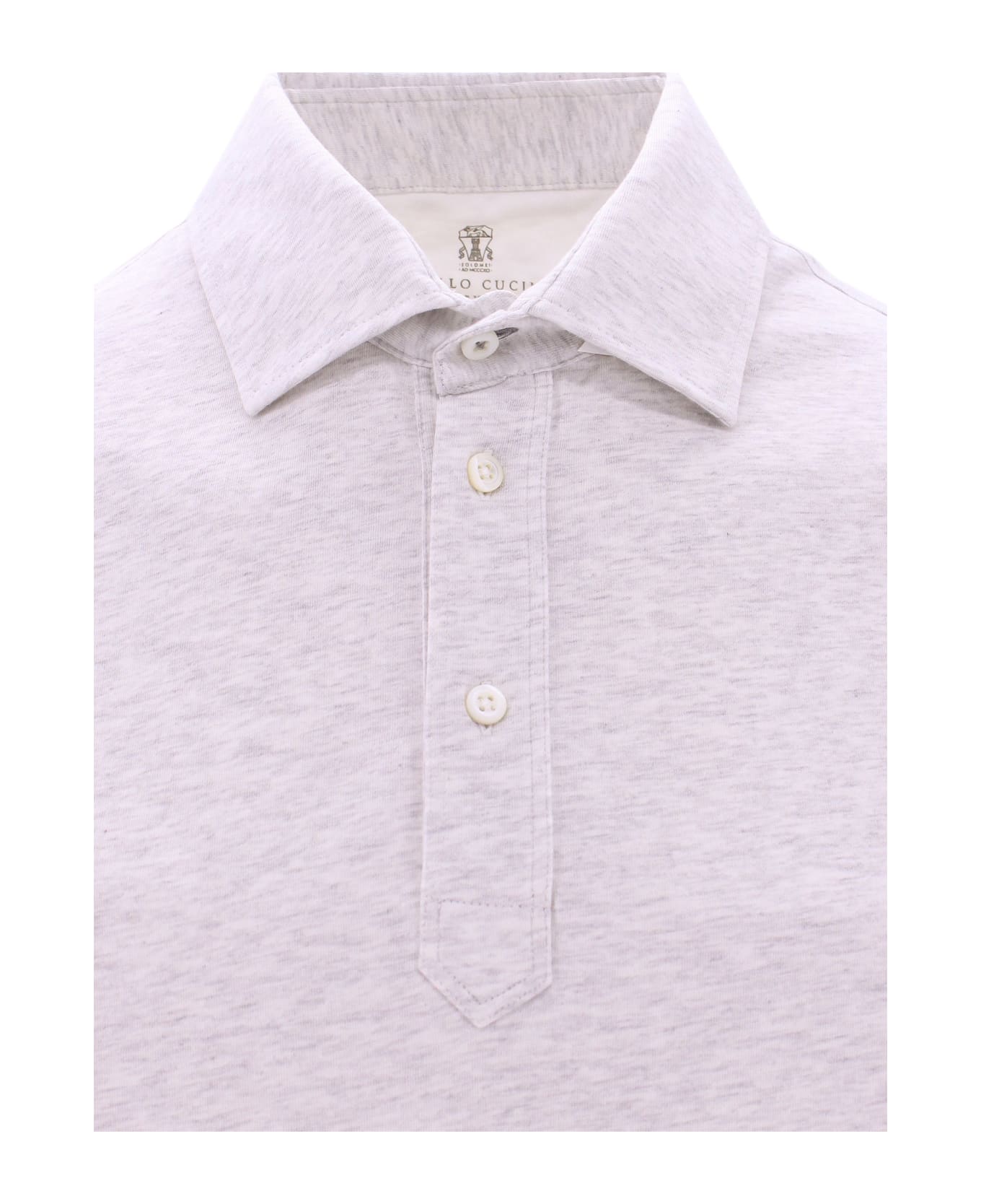 BRUNELLO CUCINELLI MEN'S PEARL WHITE POLO SHIRT