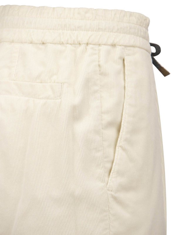 BRUNELLO CUCINELLI MEN'S OFF-WHITE TAILORED DRAWSTRING TROUSERS