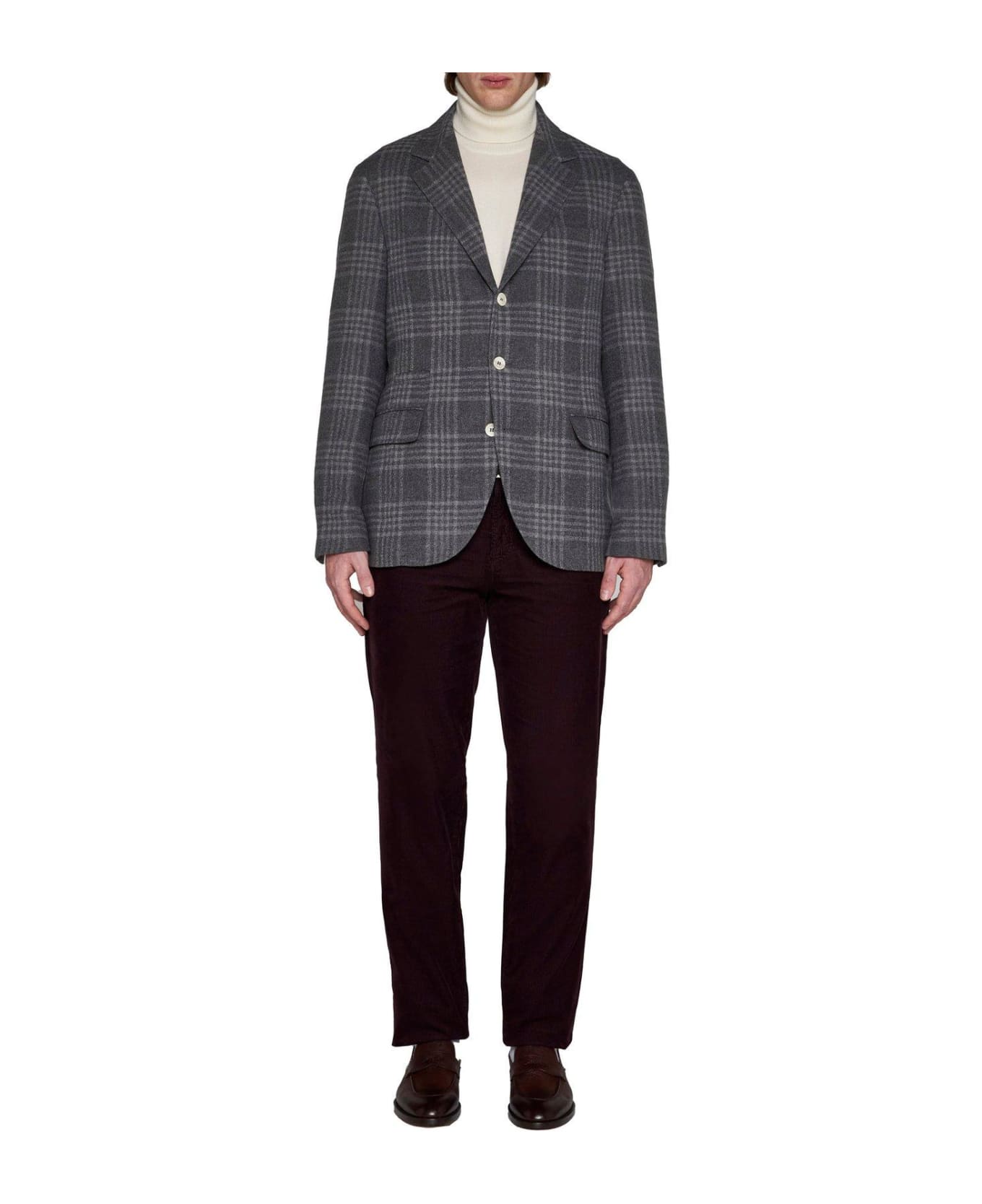 BRUNELLO CUCINELLI MEN'S PLUM TAILORED TROUSERS