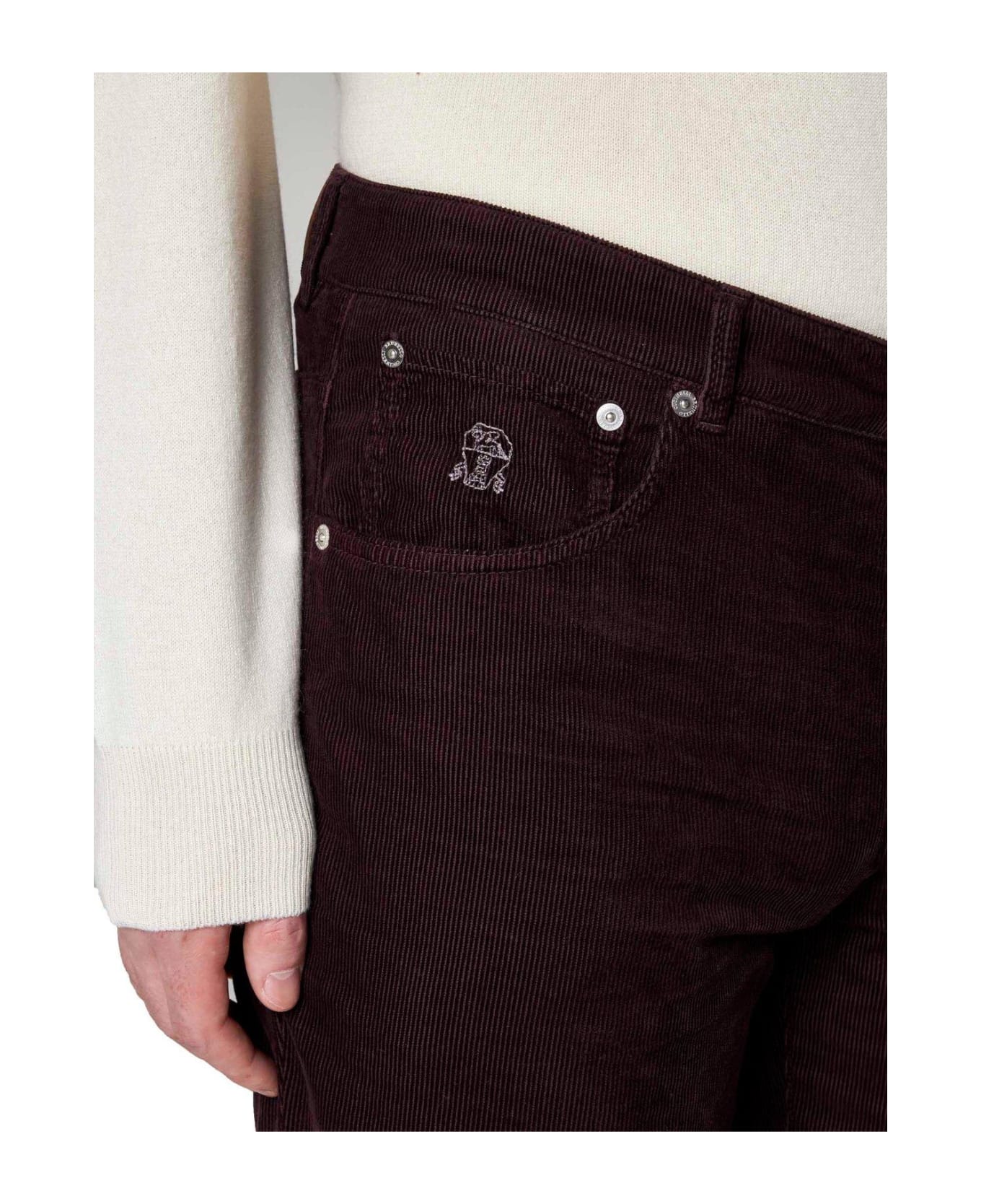 BRUNELLO CUCINELLI MEN'S PLUM TAILORED TROUSERS
