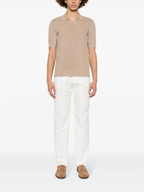 BRUNELLO CUCINELLI MEN'S WHITE TAILORED STRAIGHT TROUSERS