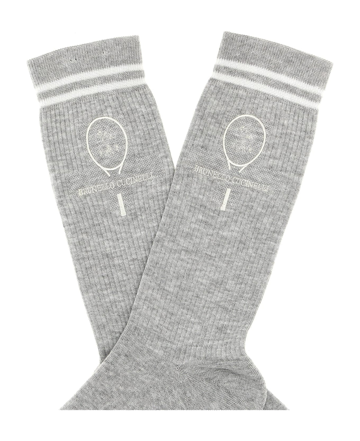BRUNELLO CUCINELLI MEN'S PEARL WHITE SPORT CLUB SOCKS