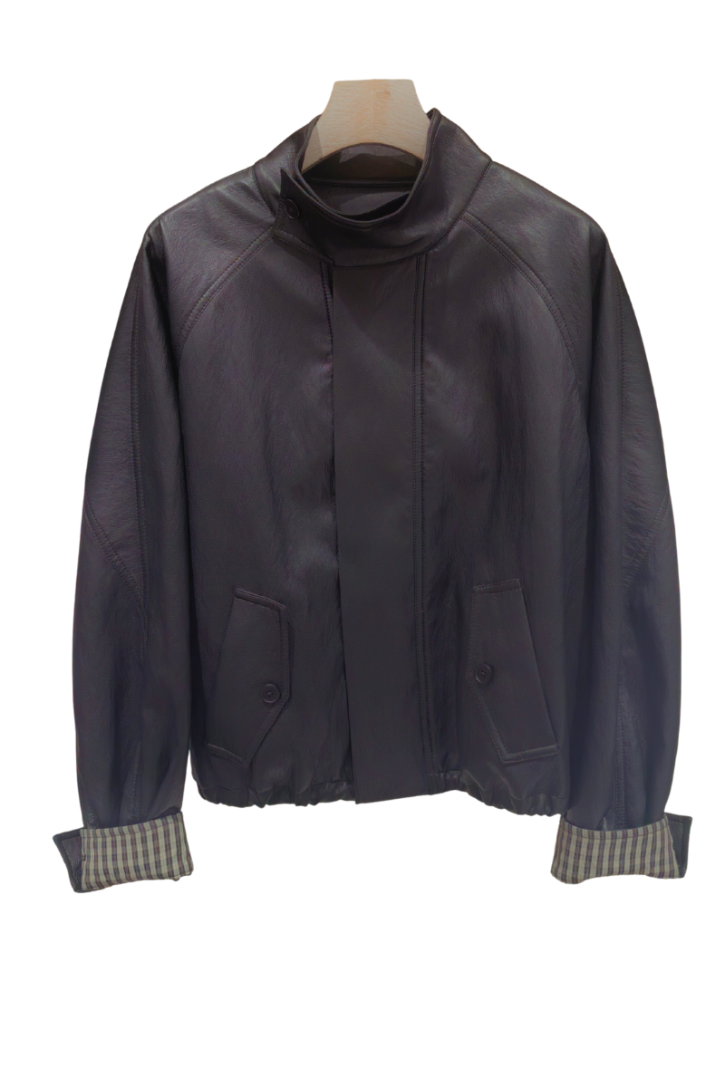 Max Simple Oversize Faux Leather Jacket_Black