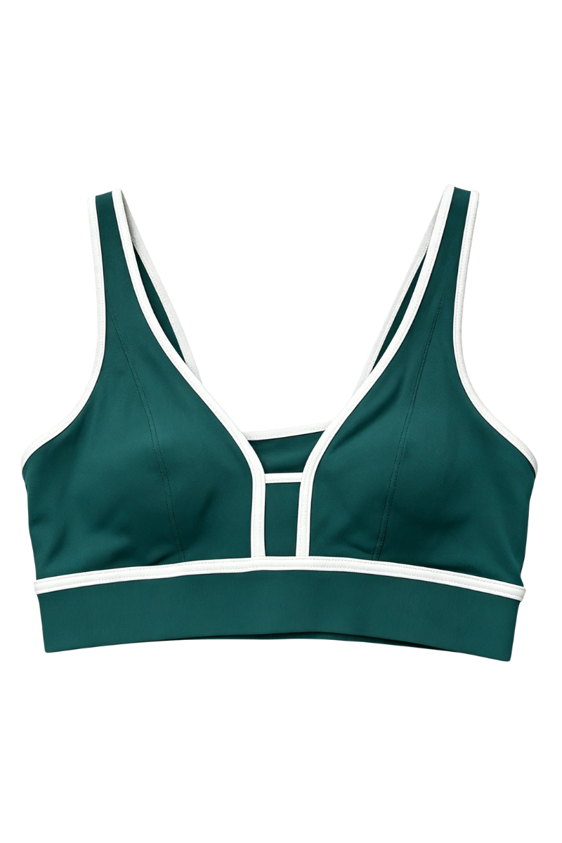 Bandier V Neck Rib Bra Green BND10101