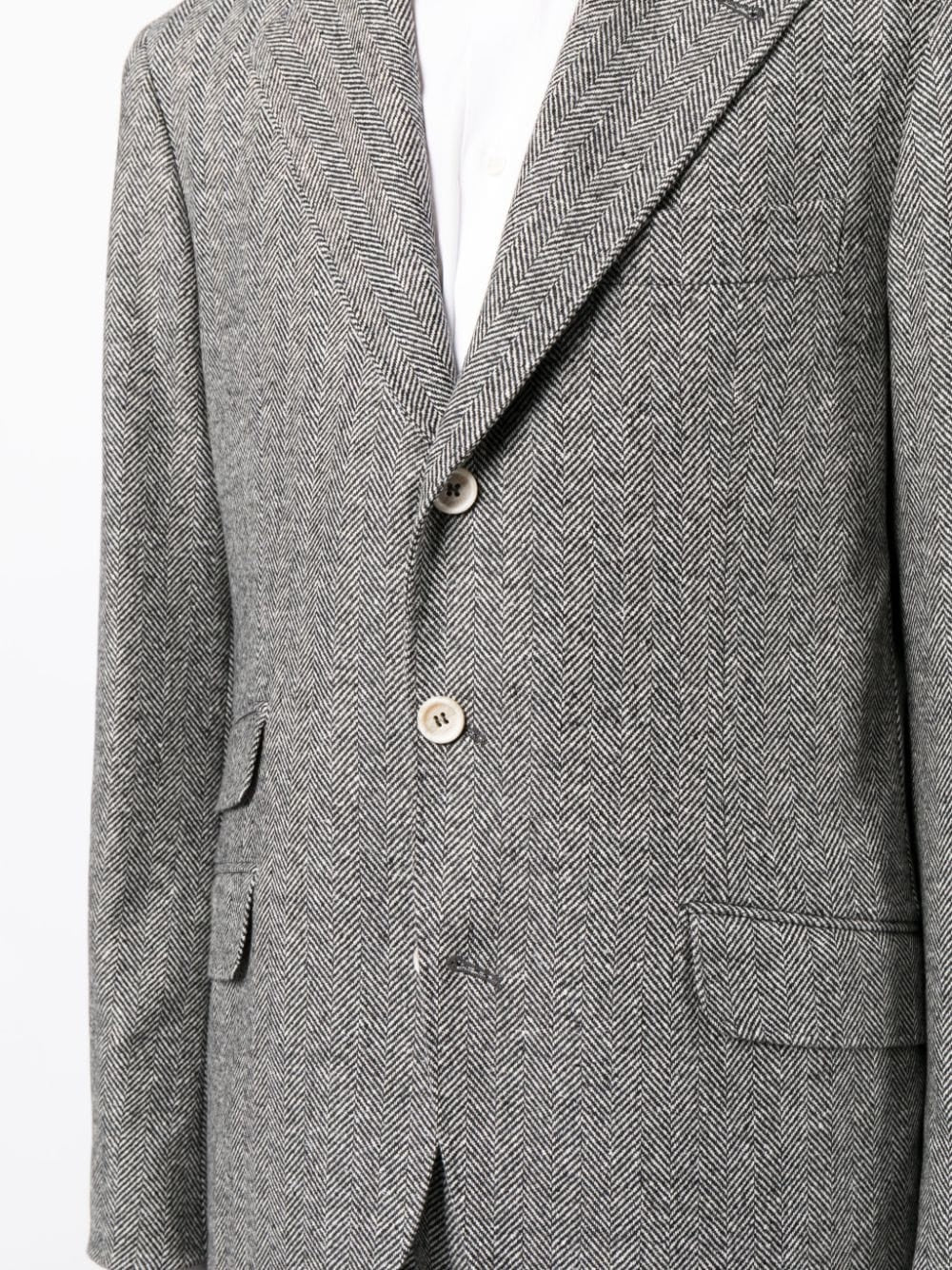 BRUNELLO CUCINELLI MEN'S GREY WOOL HERRINGBONE SUIT