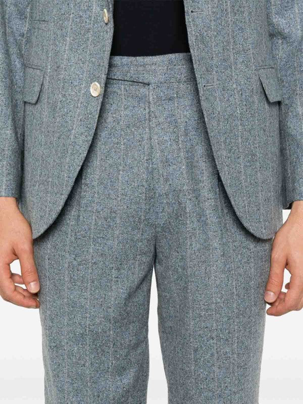 BRUNELLO CUCINELLI MEN'S LIGHT BLUE WOOL SUIT