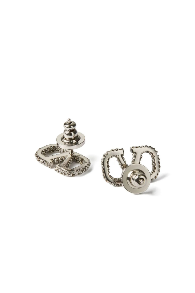 Valentino Garavani Vlogo Signature Earrings In Crystal Silver Shade