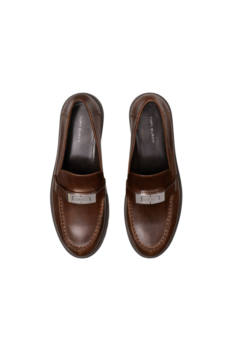 Tory Burch Leelee Lug Loafer Leather Coffee / Silver 183396-213