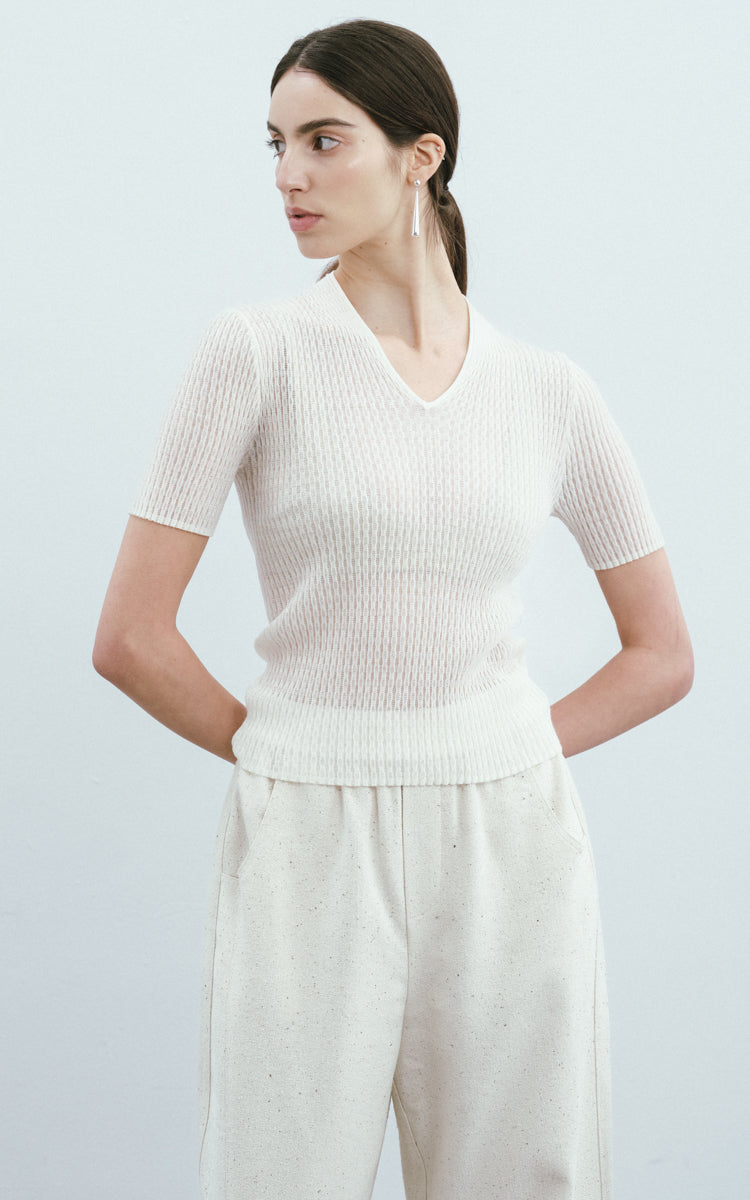 Sequined Wool SS Top