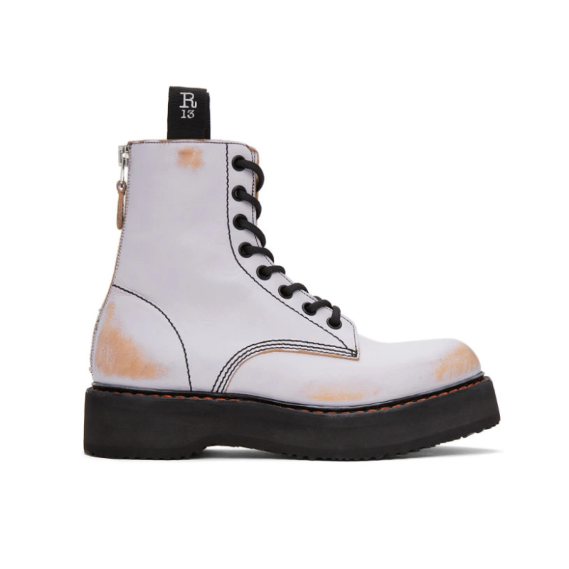 Unisex | R13 Stack Distressed Leather Boot Lilac