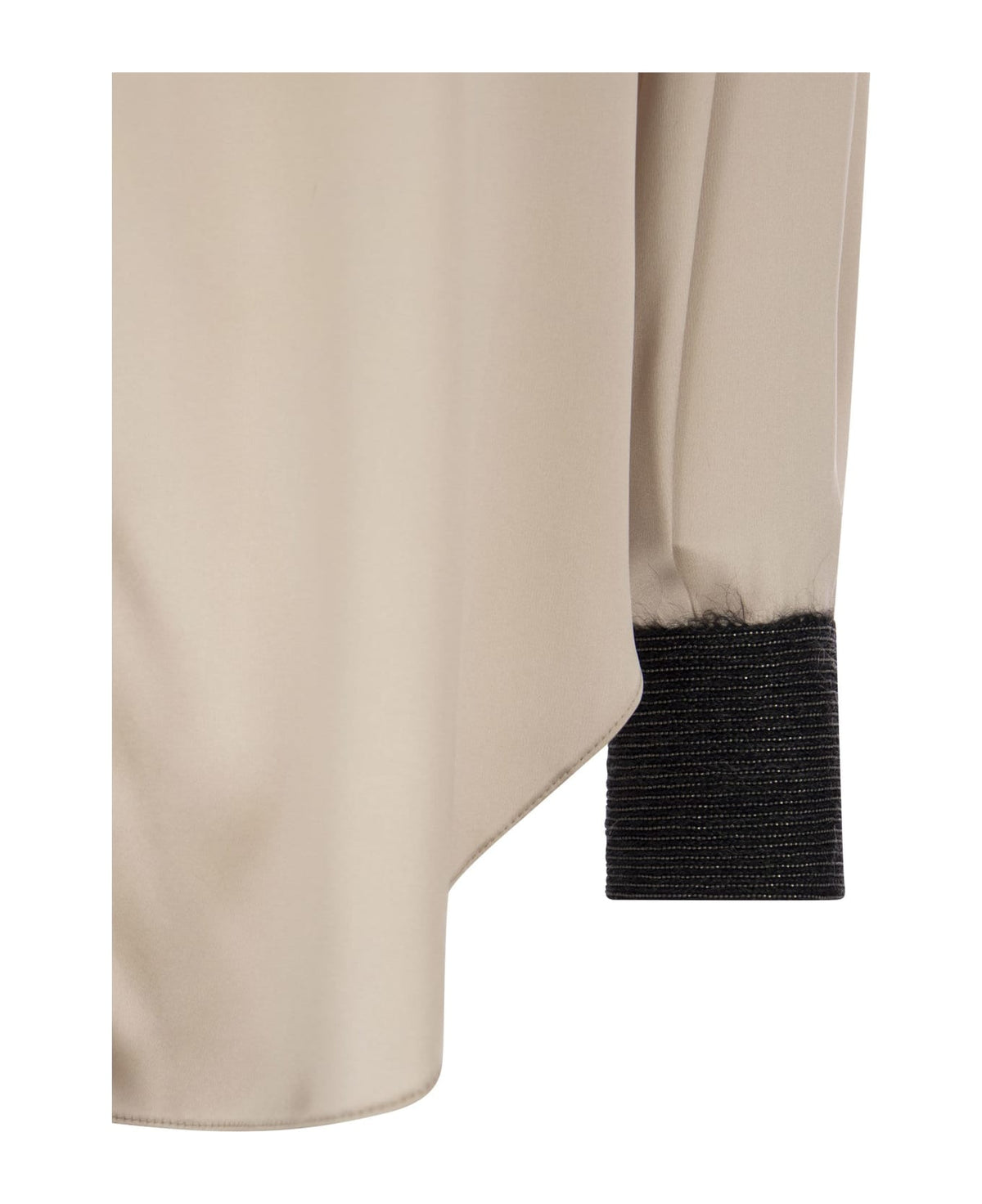 BRUNELLO CUCINELLI WOMEN'S BEIGE SILK CONTRAST SHIRT
