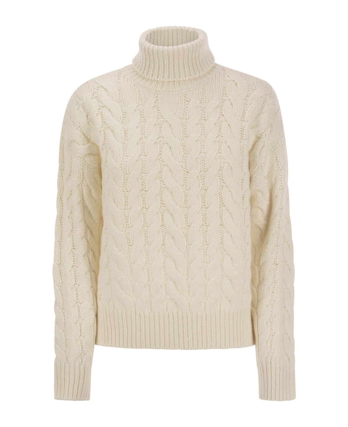 BRUNELLO CUCINELLI WOMEN'S IVORY WOOL SILK SWEATER