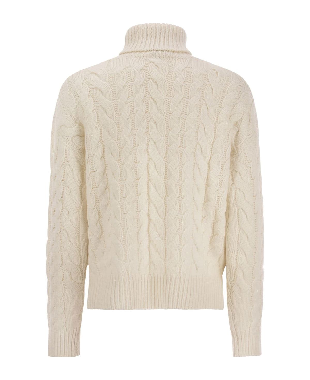 BRUNELLO CUCINELLI WOMEN'S IVORY WOOL SILK SWEATER