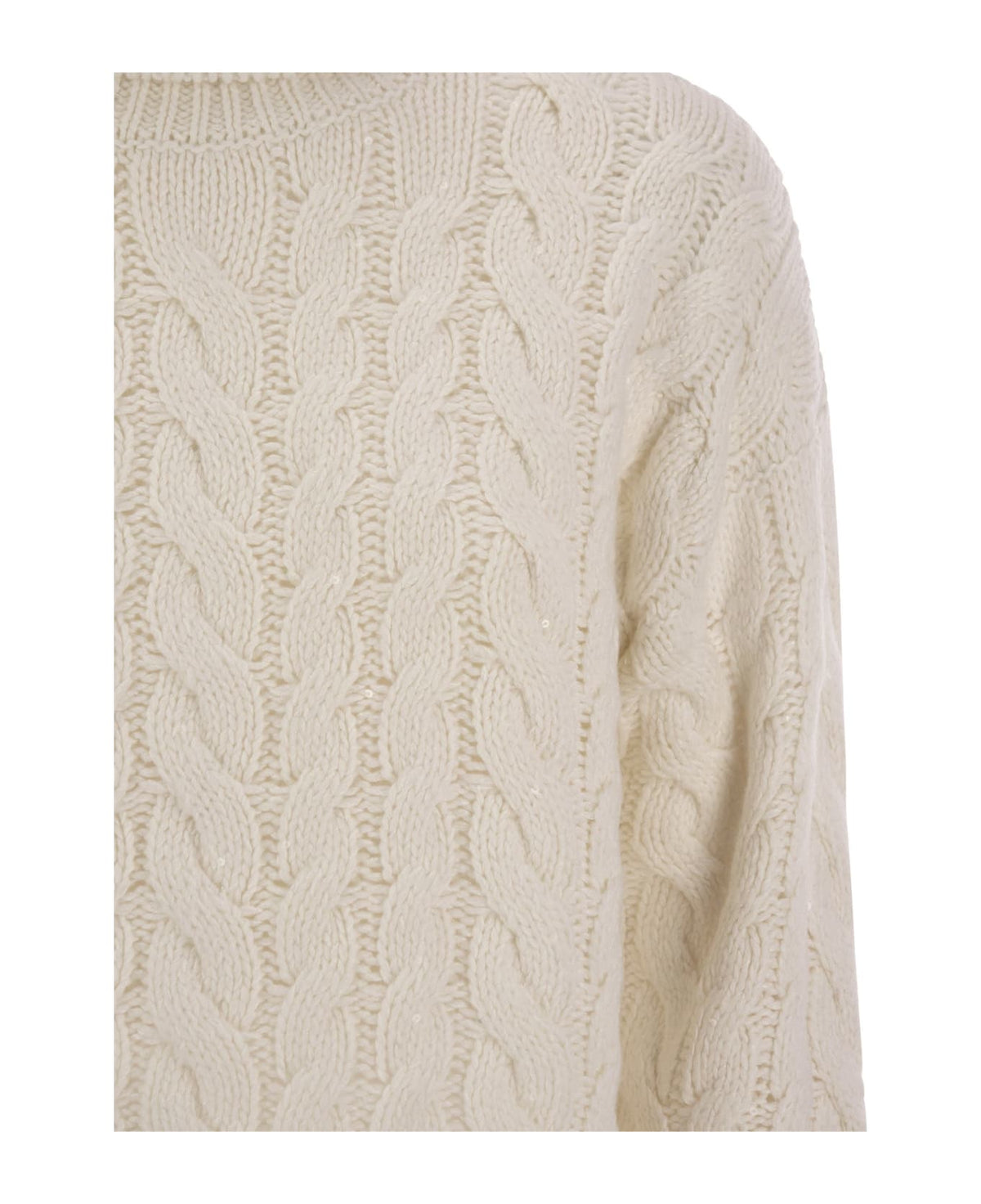 BRUNELLO CUCINELLI WOMEN'S IVORY WOOL SILK SWEATER