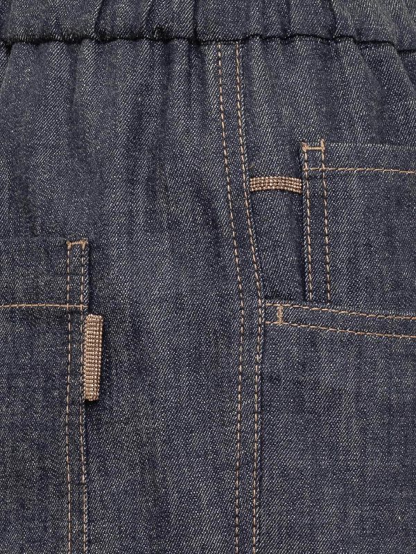 BRUNELLO CUCINELLI WOMEN'S DARK BLUE DENIM TROUSERS