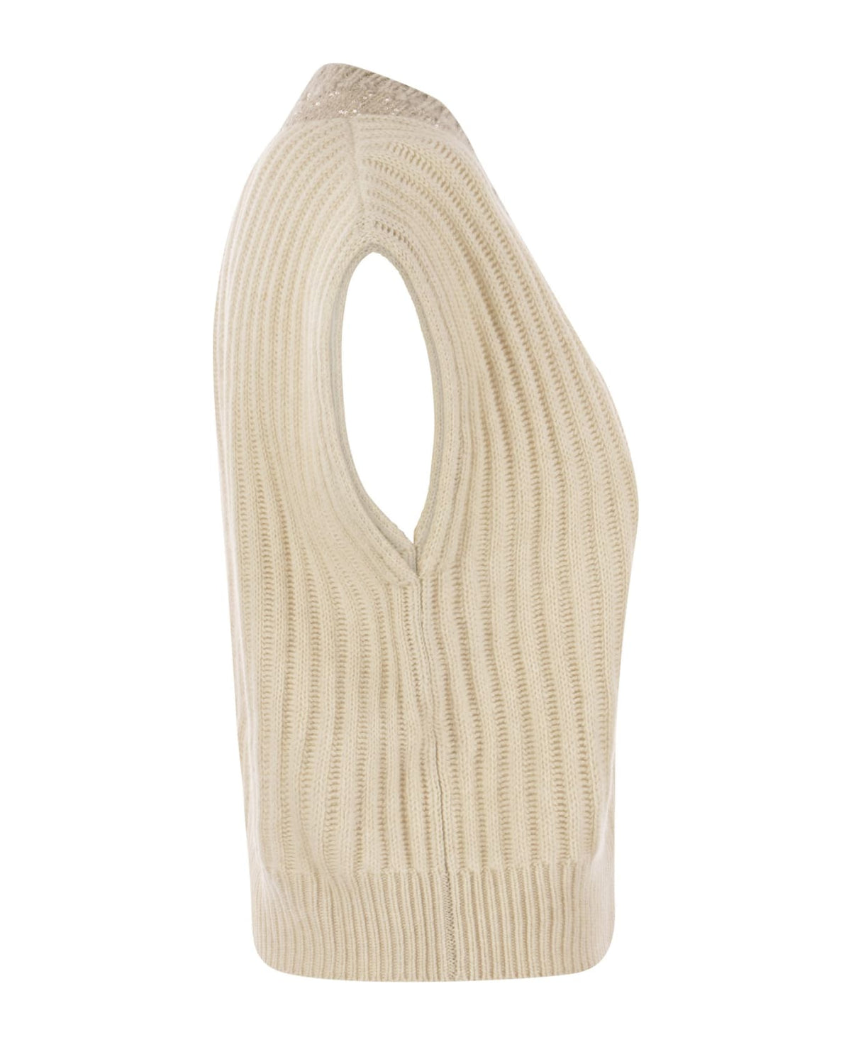 BRUNELLO CUCINELLI WOMEN'S MARBLE WOOL RIBBED SLEEVELESS SWEATER
