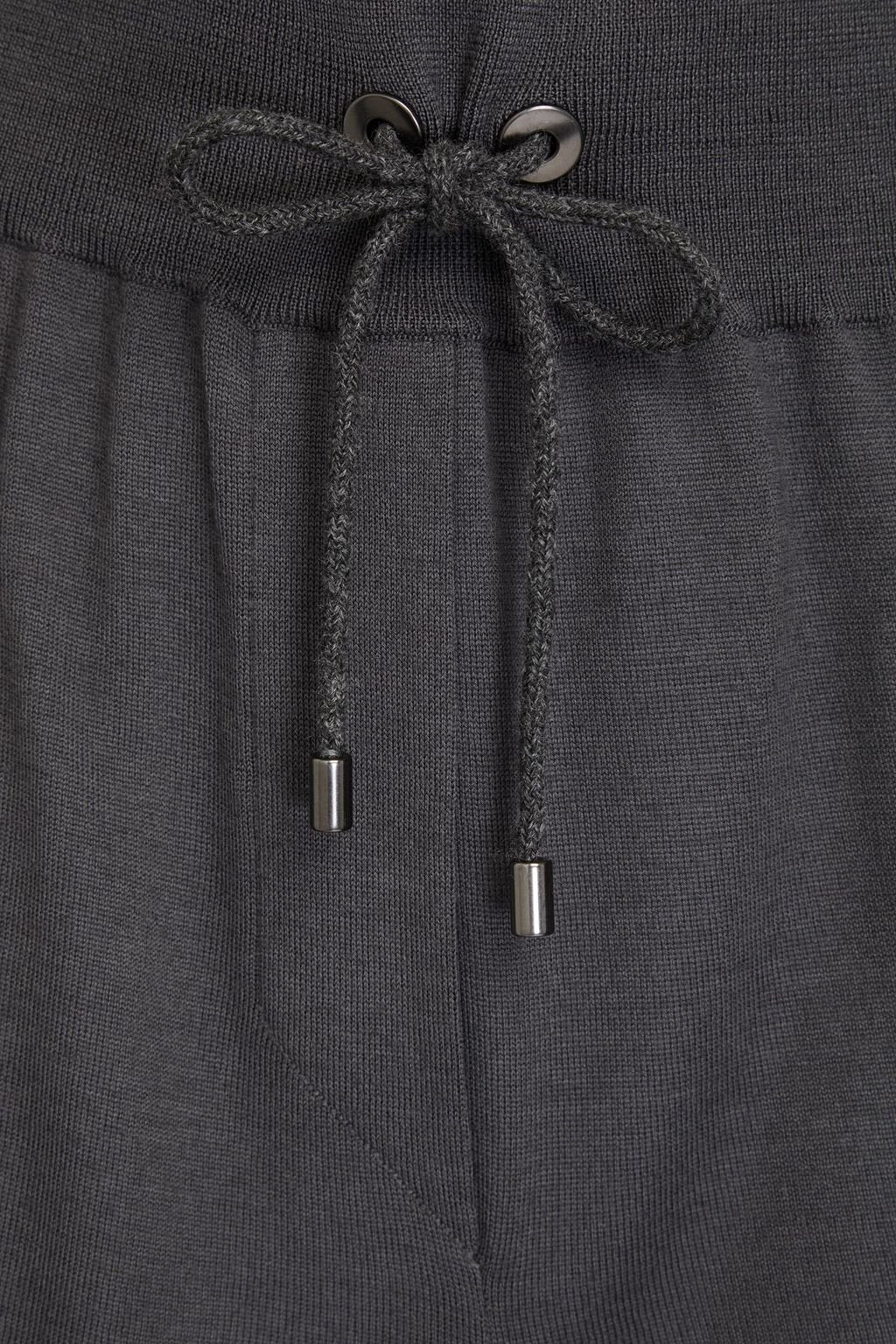 BRUNELLO CUCINELLI WOMEN'S CHARCOAL DRAWSTRING KNIT SHORTS