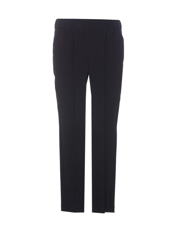 BRUNELLO CUCINELLI WOMEN'S NAVY TAILORED STRAIGHT-LEG TROUSERS