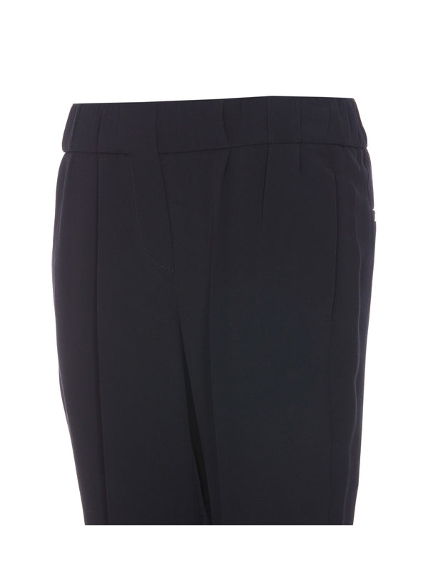 BRUNELLO CUCINELLI WOMEN'S NAVY TAILORED STRAIGHT-LEG TROUSERS