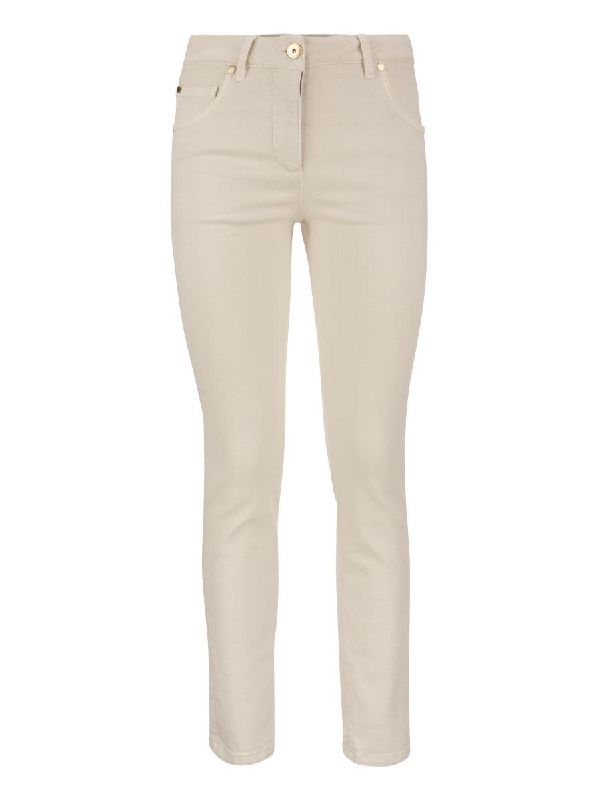 BRUNELLO CUCINELLI WOMEN'S MOONLIGHT SLIM COTTON STRETCH TROUSERS