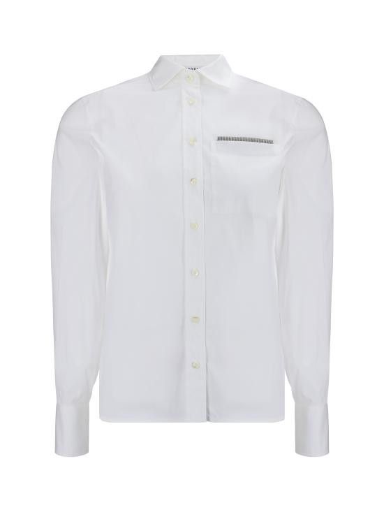 BRUNELLO CUCINELLI WOMEN'S WHITE TAILORED SHIRT WITH EMBELLISHMENT