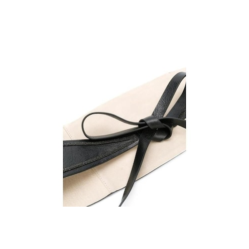 BRUNELLO CUCINELLI WOMEN'S BLACK LEATHER BELT WITH BOW