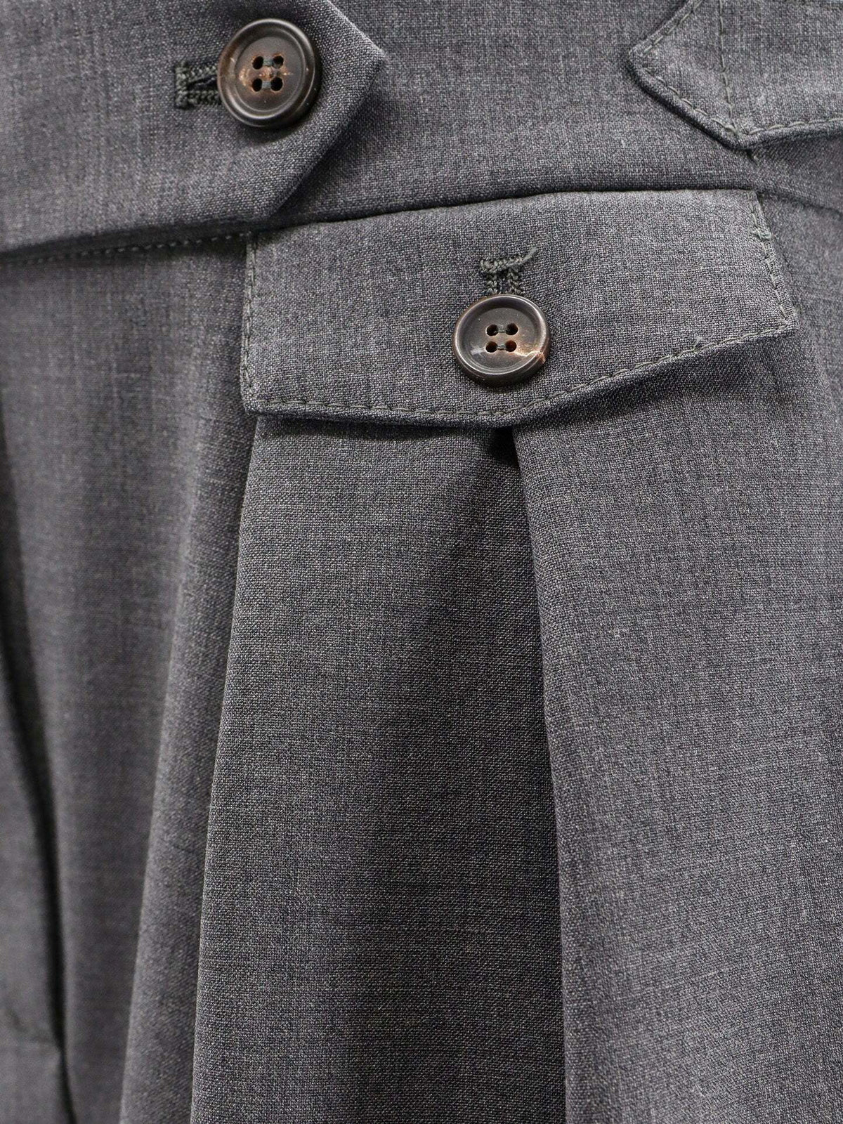 BRUNELLO CUCINELLI WOMEN'S LIGNITE GREY WOOL BLEND PLEATED TROUSERS