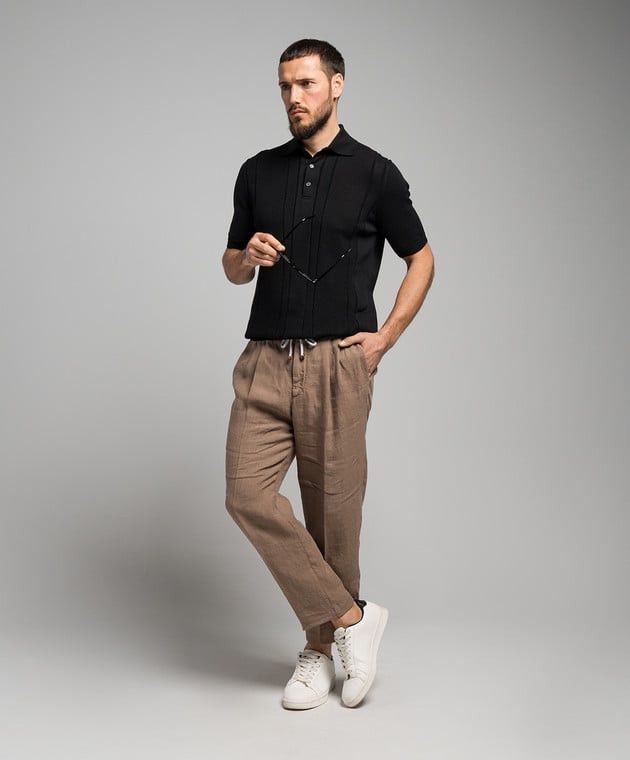 BRUNELLO CUCINELLI MEN'S BLACK SHORT SLEEVE SWEATER