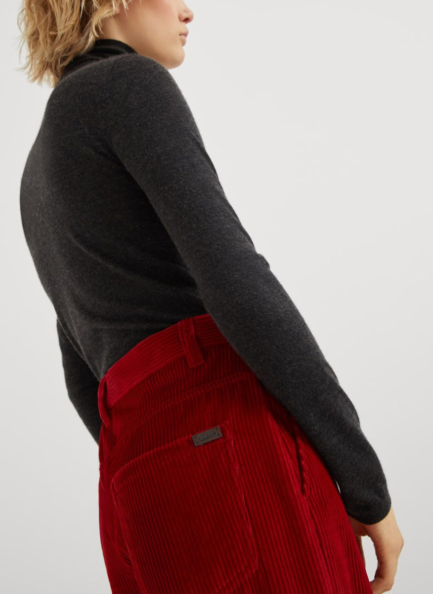 BRUNELLO CUCINELLI WOMEN'S RED CORDUROY TROUSERS