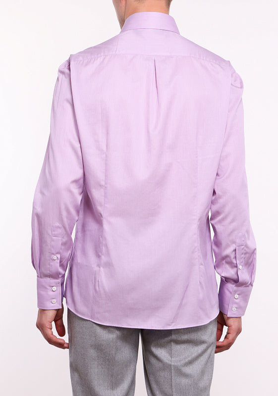 BRUNELLO CUCINELLI MEN'S LILAC TAILORED BUTTON SHIRT