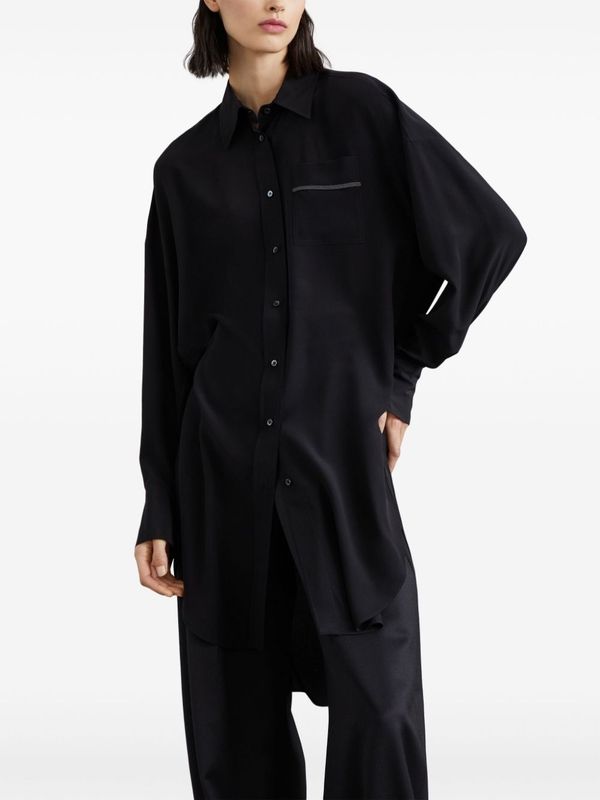 BRUNELLO CUCINELLI WOMEN'S BLACK SILK RELAXED SHIRT