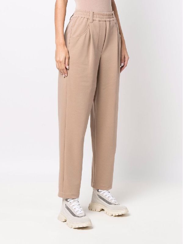 BRUNELLO CUCINELLI WOMEN'S ALMOND TAILORED TROUSERS