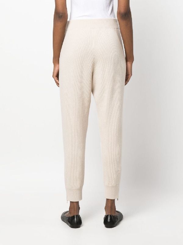 BRUNELLO CUCINELLI WOMEN'S LIGHT BEIGE WOOL KNIT TROUSERS