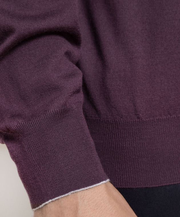 BRUNELLO CUCINELLI MEN'S PLUM TURTLENECK KNIT SWEATER
