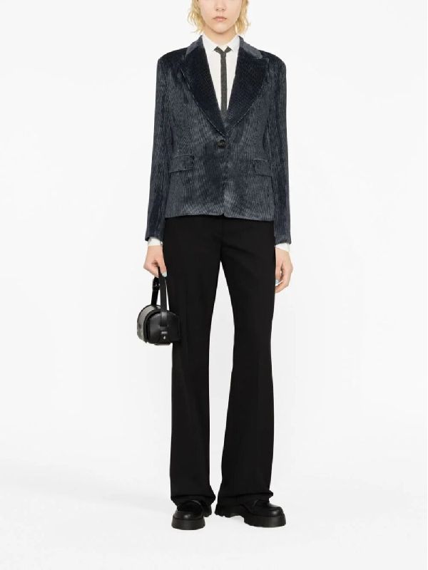BRUNELLO CUCINELLI WOMEN'S NAVY TEXTURED TAILORED JACKET