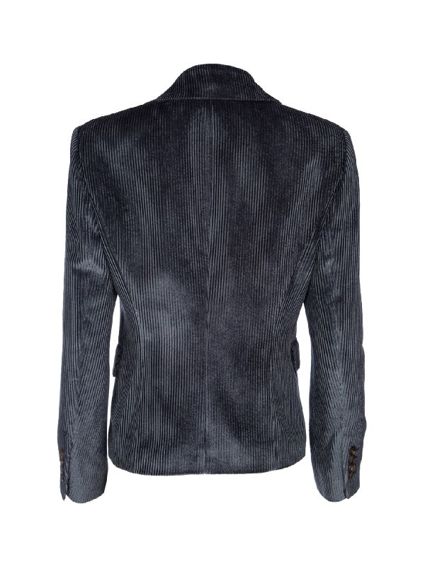 BRUNELLO CUCINELLI WOMEN'S NAVY TEXTURED TAILORED JACKET