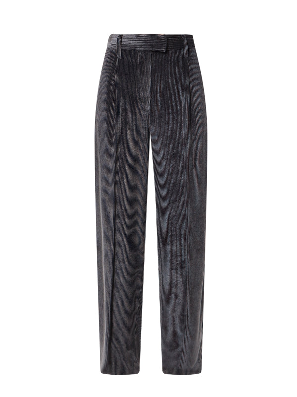 BRUNELLO CUCINELLI WOMEN'S BLACK VELVET TAILORED TROUSERS