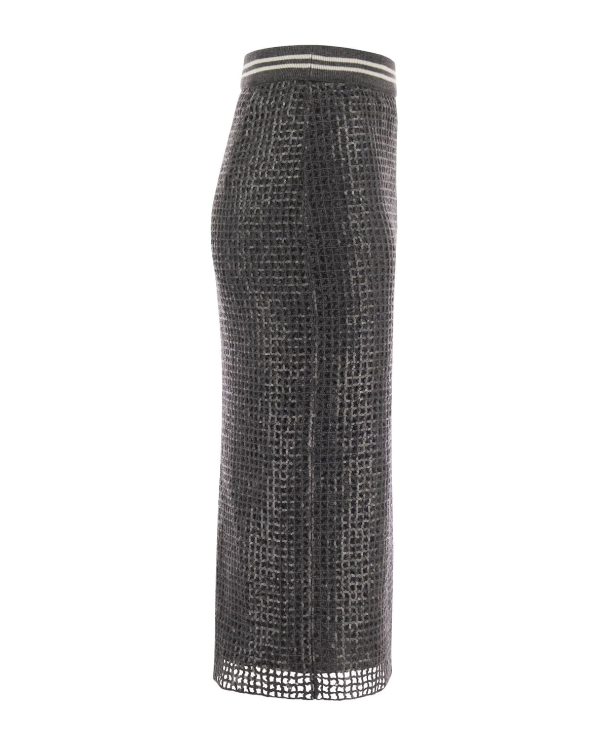 BRUNELLO CUCINELLI WOMEN'S DARK GREY TEXTURED SKIRT