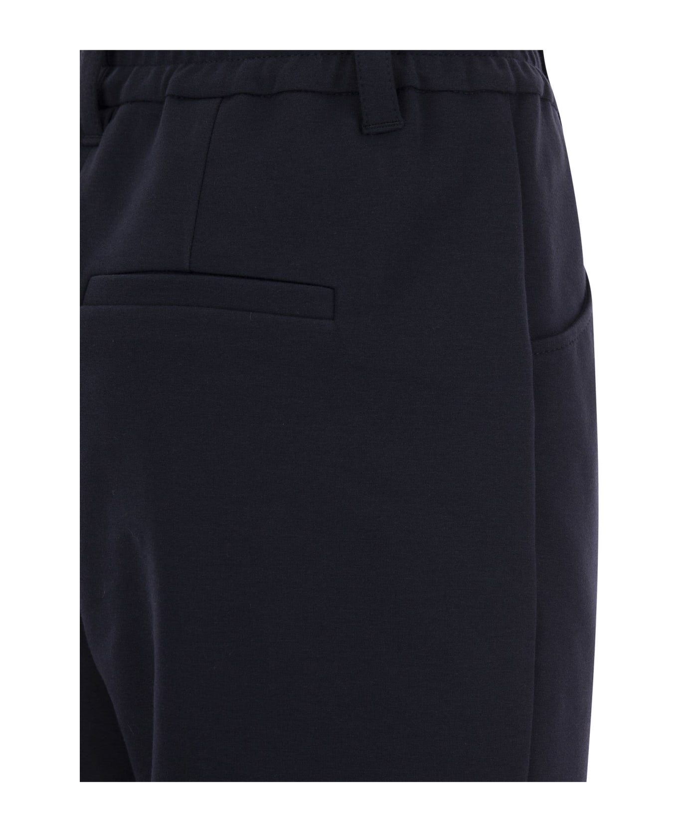 BRUNELLO CUCINELLI WOMEN'S NAVY TAILORED COTTON TROUSERS