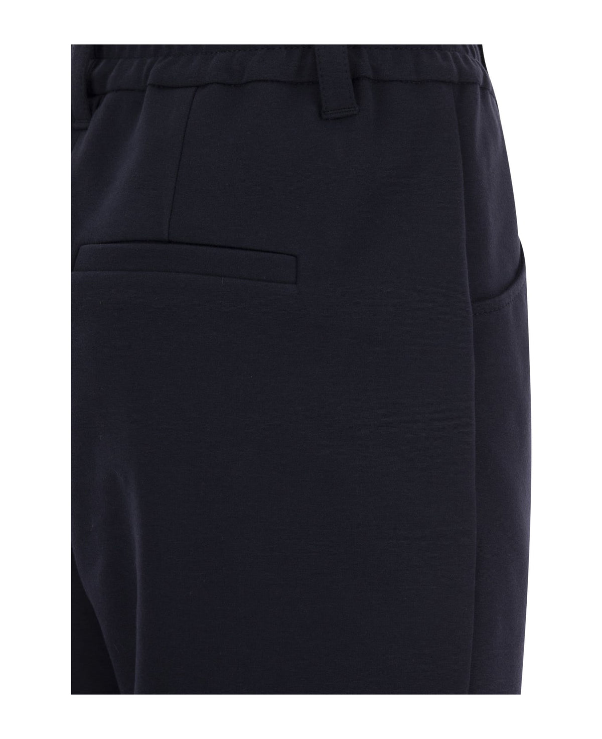 BRUNELLO CUCINELLI WOMEN'S NAVY TAILORED COTTON TROUSERS