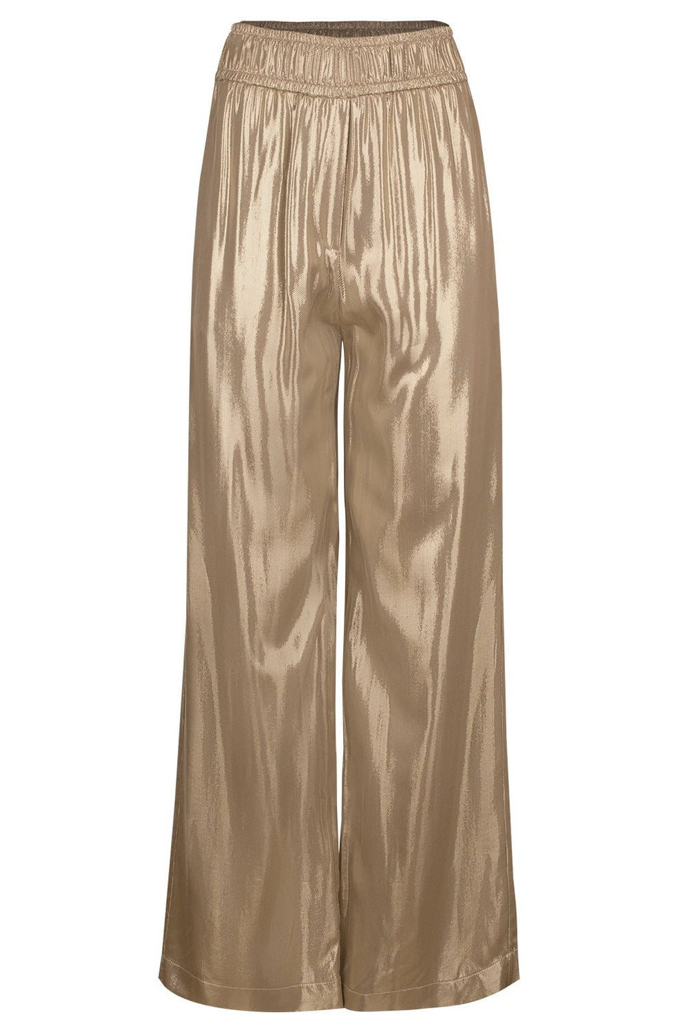 BRUNELLO CUCINELLI WOMEN'S SHINY GOLD WIDE TROUSERS