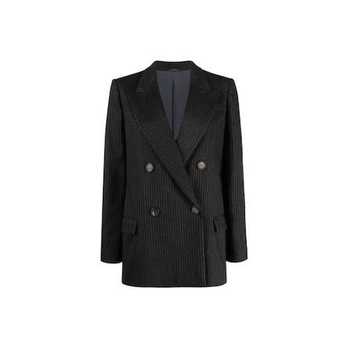 BRUNELLO CUCINELLI WOMEN'S BLACK WOOL DOUBLE BREASTED BLAZER
