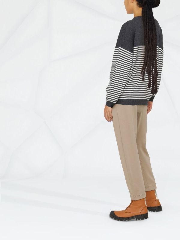BRUNELLO CUCINELLI WOMEN'S TAUPE DRAWSTRING ATHLETIC TROUSERS