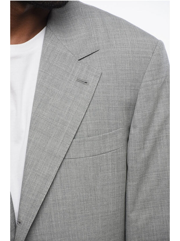BRUNELLO CUCINELLI MEN'S GREY TAILORED JACKET WITH SATIN LINING