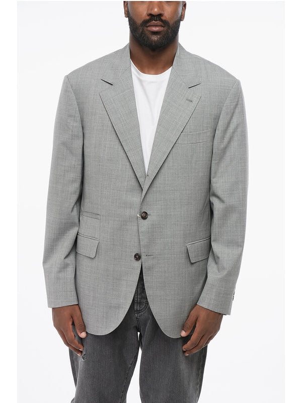 BRUNELLO CUCINELLI MEN'S GREY TAILORED JACKET WITH SATIN LINING