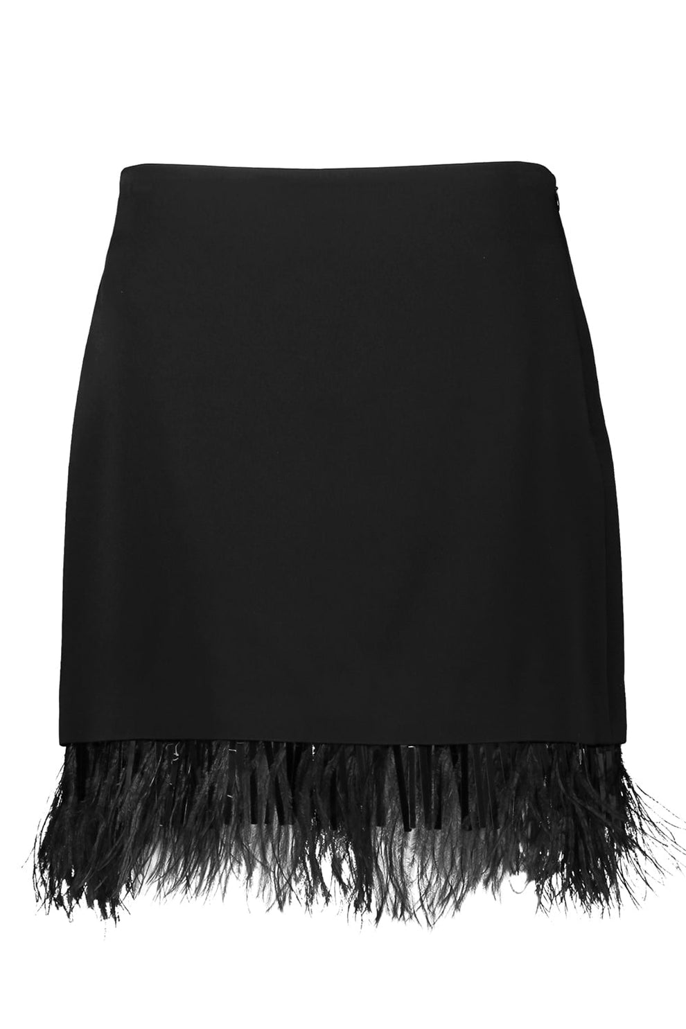 BRUNELLO CUCINELLI WOMEN'S BLACK FEATHER TRIM SKIRT