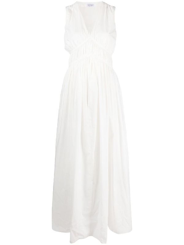 BRUNELLO CUCINELLI WOMEN'S OFF WHITE SLEEVELESS DRESS