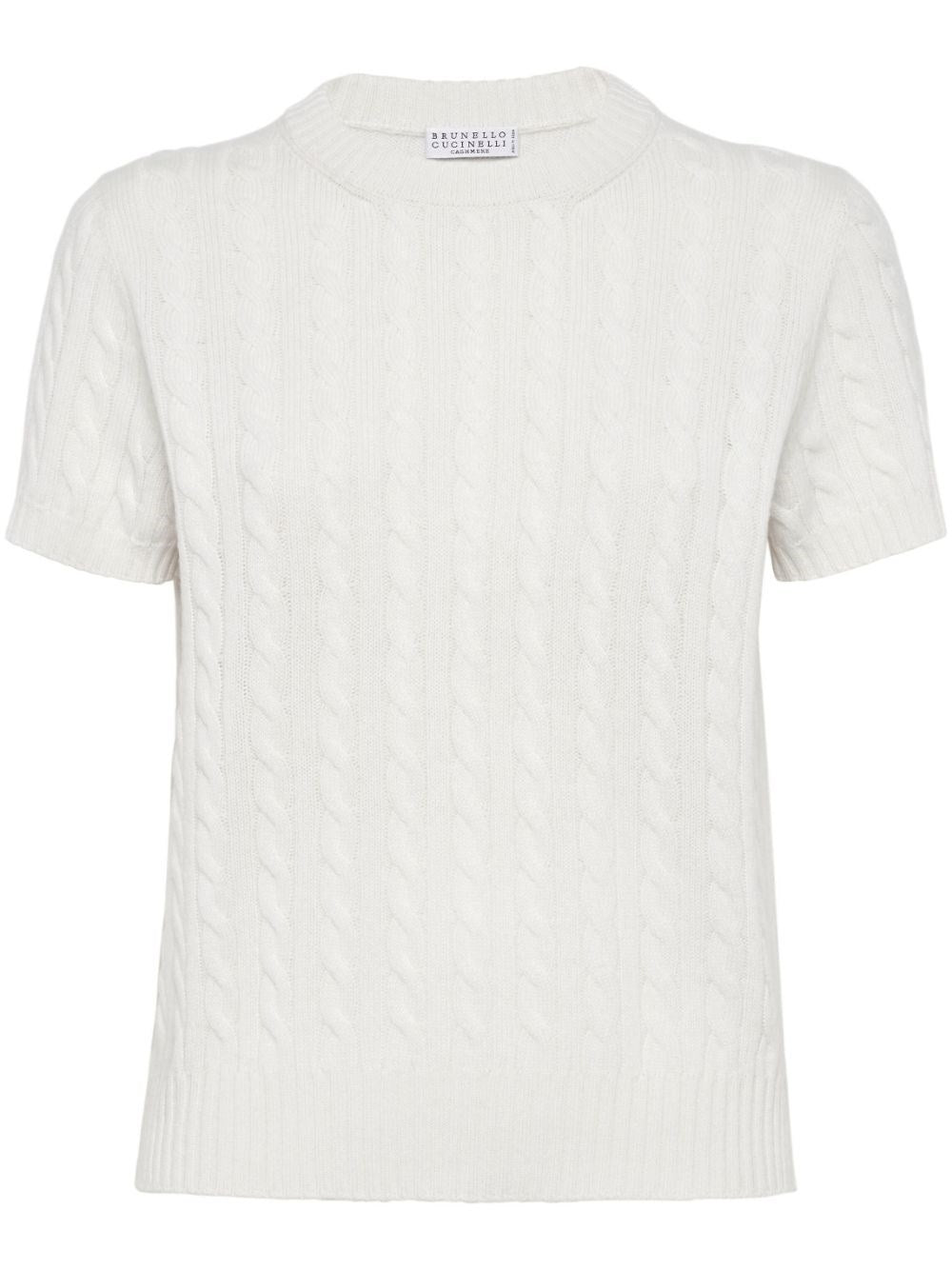 BRUNELLO CUCINELLI WOMEN'S IVORY CABLE KNIT SWEATER